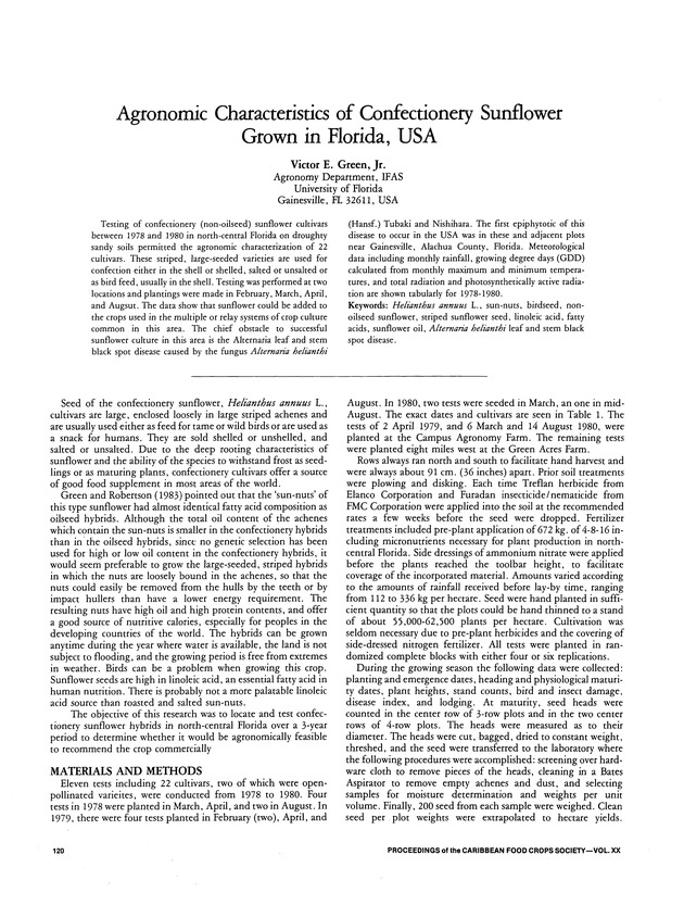 Proceedings of the 20th Annual meeting of the Caribbean Food Crops Society. St. Croix, U.S. Virgin Islands : October 21-26, 1984 - Page 120