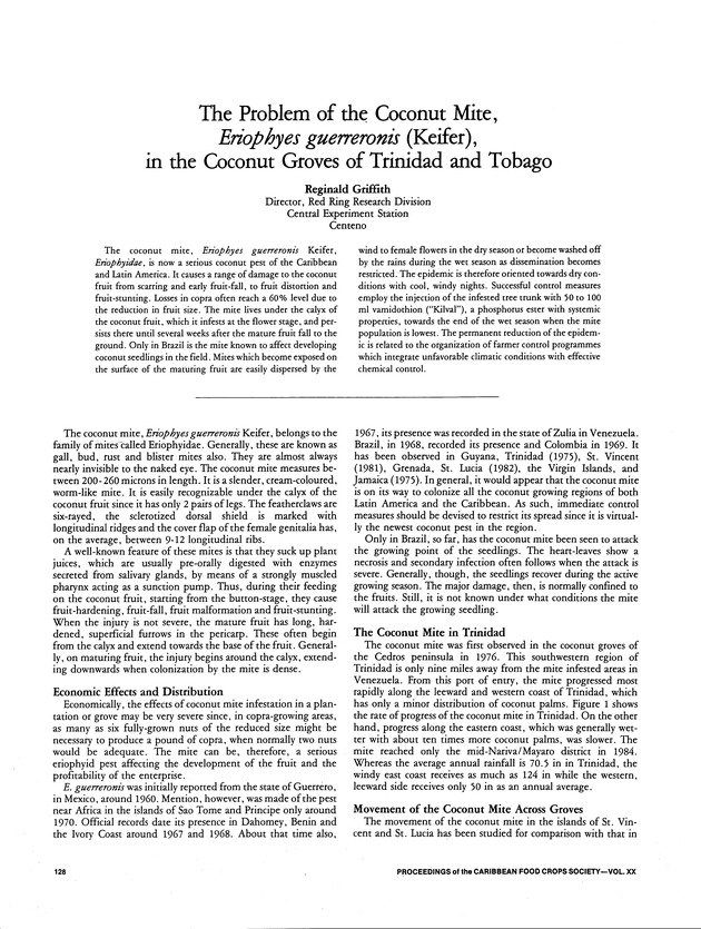 Proceedings of the 20th Annual meeting of the Caribbean Food Crops Society. St. Croix, U.S. Virgin Islands : October 21-26, 1984 - Page 128