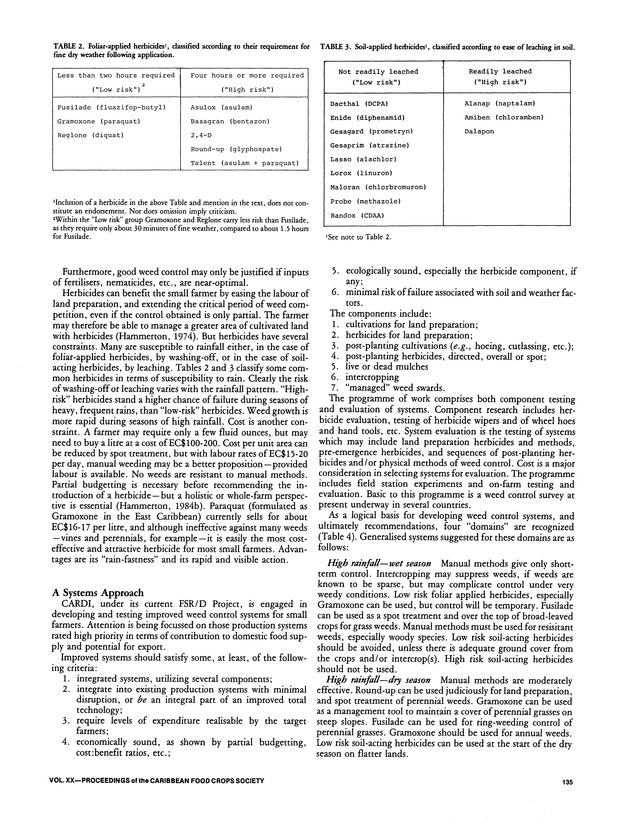 Proceedings of the 20th Annual meeting of the Caribbean Food Crops Society. St. Croix, U.S. Virgin Islands : October 21-26, 1984 - Page 135