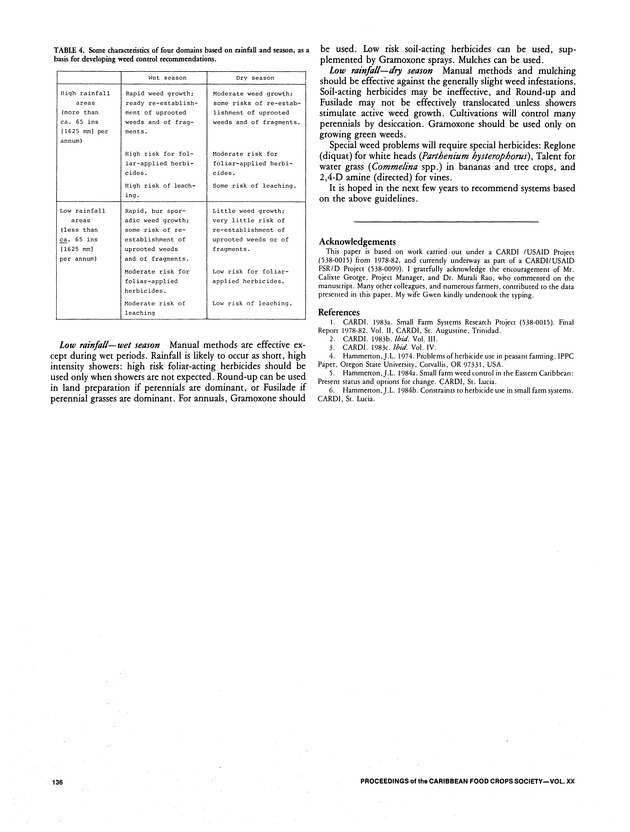 Proceedings of the 20th Annual meeting of the Caribbean Food Crops Society. St. Croix, U.S. Virgin Islands : October 21-26, 1984 - Page 136