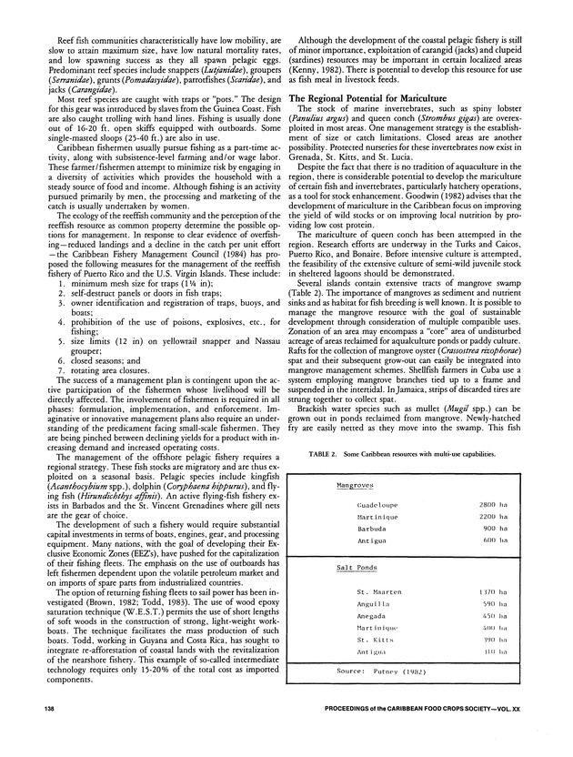 Proceedings of the 20th Annual meeting of the Caribbean Food Crops Society. St. Croix, U.S. Virgin Islands : October 21-26, 1984 - Page 138