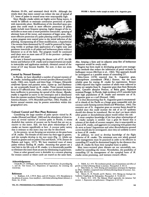 Proceedings of the 20th Annual meeting of the Caribbean Food Crops Society. St. Croix, U.S. Virgin Islands : October 21-26, 1984 - Page 145