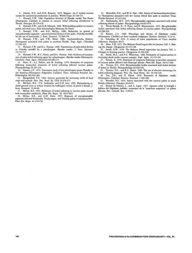 Proceedings of the 20th Annual meeting of the Caribbean Food Crops Society. St. Croix, U.S. Virgin Islands : October 21-26, 1984 - Page 146