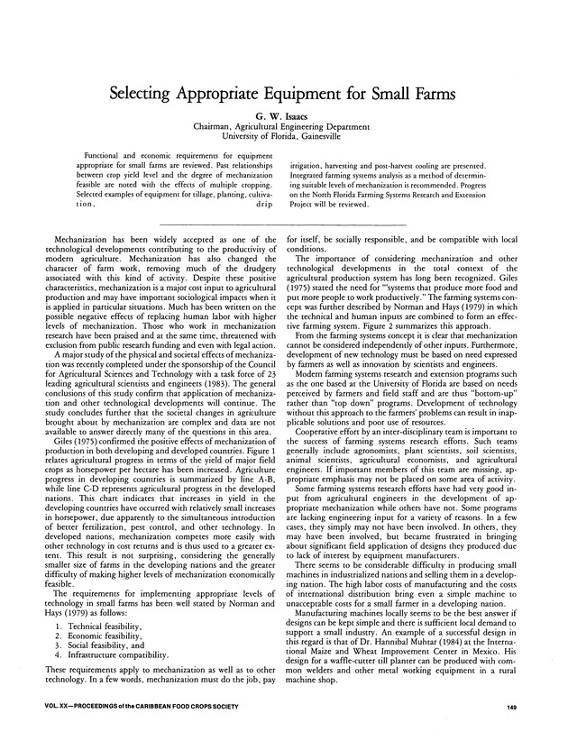 Proceedings of the 20th Annual meeting of the Caribbean Food Crops Society. St. Croix, U.S. Virgin Islands : October 21-26, 1984 - Page 149