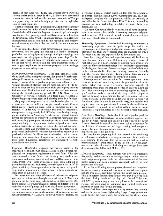 Proceedings of the 20th Annual meeting of the Caribbean Food Crops Society. St. Croix, U.S. Virgin Islands : October 21-26, 1984 - Page 152