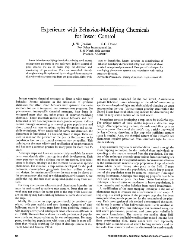 Proceedings of the 20th Annual meeting of the Caribbean Food Crops Society. St. Croix, U.S. Virgin Islands : October 21-26, 1984 - Page 154