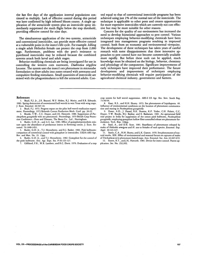 Proceedings of the 20th Annual meeting of the Caribbean Food Crops Society. St. Croix, U.S. Virgin Islands : October 21-26, 1984 - Page 157