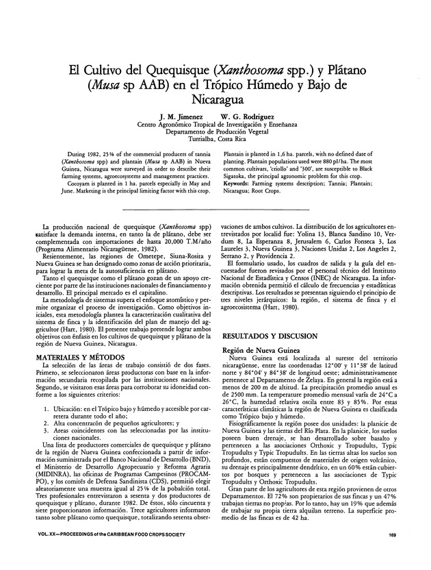 Proceedings of the 20th Annual meeting of the Caribbean Food Crops Society. St. Croix, U.S. Virgin Islands : October 21-26, 1984 - Page 169