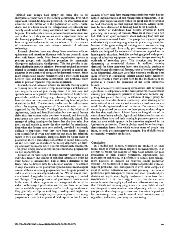 Proceedings of the 20th Annual meeting of the Caribbean Food Crops Society. St. Croix, U.S. Virgin Islands : October 21-26, 1984 - Page 175