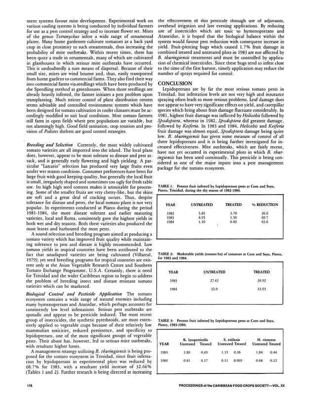 Proceedings of the 20th Annual meeting of the Caribbean Food Crops Society. St. Croix, U.S. Virgin Islands : October 21-26, 1984 - Page 178