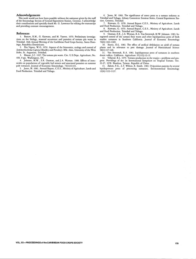 Proceedings of the 20th Annual meeting of the Caribbean Food Crops Society. St. Croix, U.S. Virgin Islands : October 21-26, 1984 - Page 179