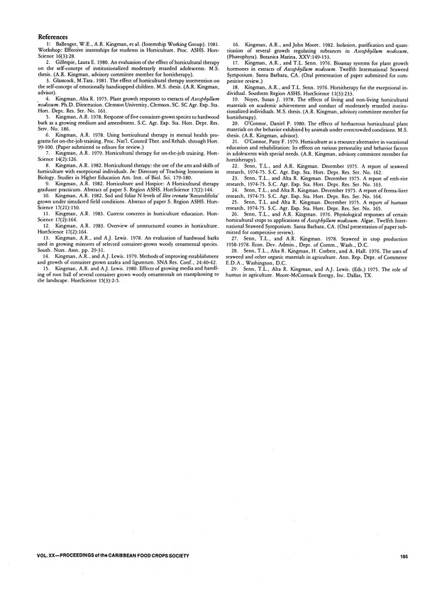 Proceedings of the 20th Annual meeting of the Caribbean Food Crops Society. St. Croix, U.S. Virgin Islands : October 21-26, 1984 - Page 185