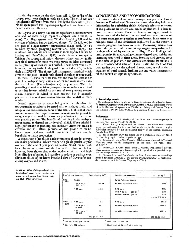 Proceedings of the 20th Annual meeting of the Caribbean Food Crops Society. St. Croix, U.S. Virgin Islands : October 21-26, 1984 - Page 197