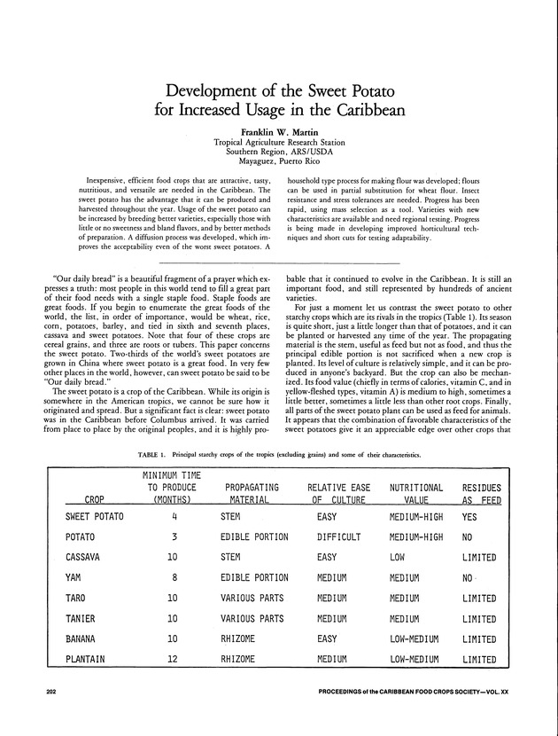 Proceedings of the 20th Annual meeting of the Caribbean Food Crops Society. St. Croix, U.S. Virgin Islands : October 21-26, 1984 - Page 202