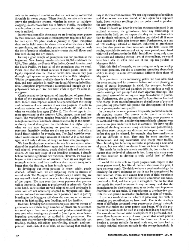 Proceedings of the 20th Annual meeting of the Caribbean Food Crops Society. St. Croix, U.S. Virgin Islands : October 21-26, 1984 - Page 204