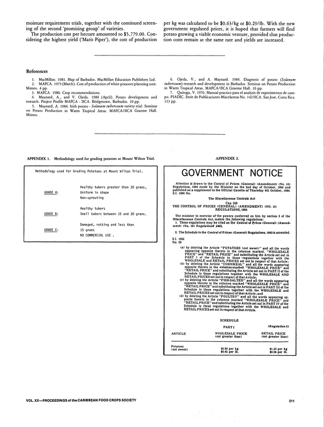 Proceedings of the 20th Annual meeting of the Caribbean Food Crops Society. St. Croix, U.S. Virgin Islands : October 21-26, 1984 - Page 211