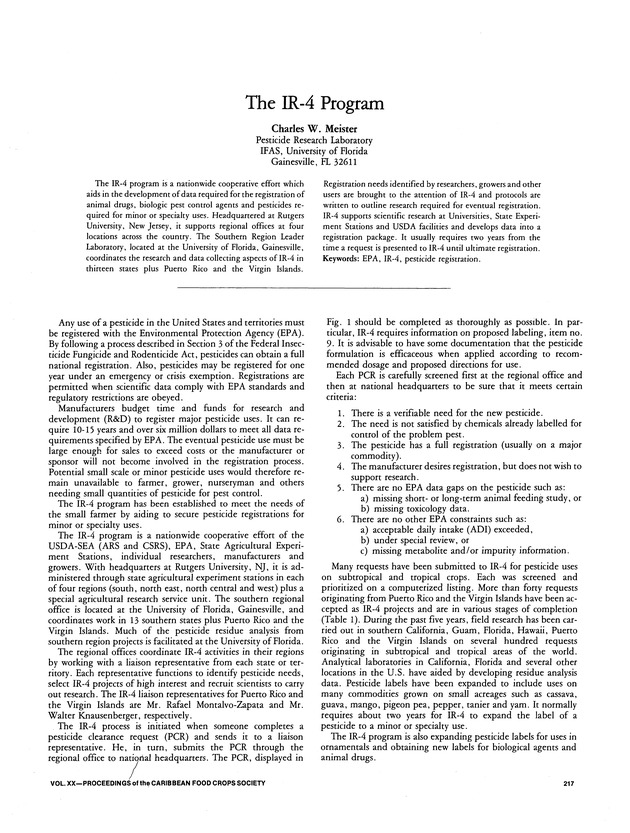 Proceedings of the 20th Annual meeting of the Caribbean Food Crops Society. St. Croix, U.S. Virgin Islands : October 21-26, 1984 - Page 217