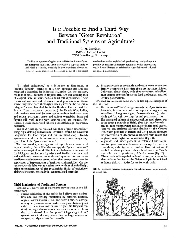 Proceedings of the 20th Annual meeting of the Caribbean Food Crops Society. St. Croix, U.S. Virgin Islands : October 21-26, 1984 - Page 219