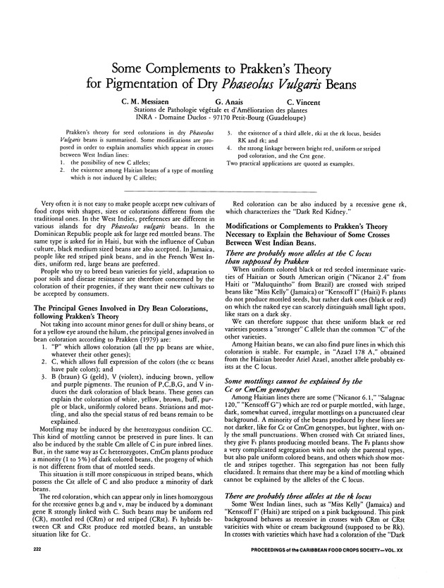 Proceedings of the 20th Annual meeting of the Caribbean Food Crops Society. St. Croix, U.S. Virgin Islands : October 21-26, 1984 - Page 222