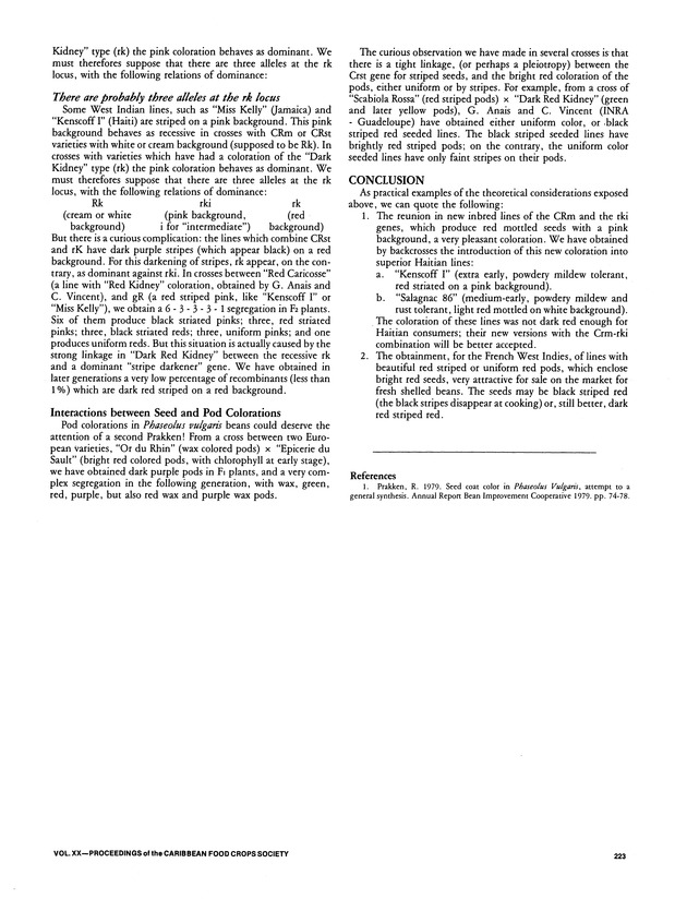 Proceedings of the 20th Annual meeting of the Caribbean Food Crops Society. St. Croix, U.S. Virgin Islands : October 21-26, 1984 - Page 223