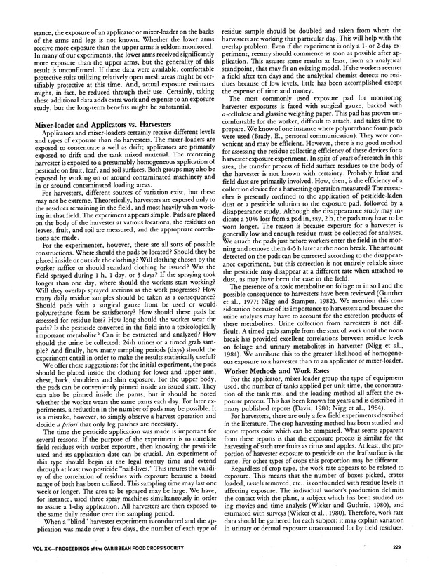 Proceedings of the 20th Annual meeting of the Caribbean Food Crops Society. St. Croix, U.S. Virgin Islands : October 21-26, 1984 - Page 229