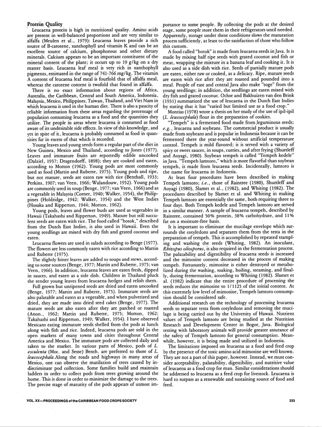 Proceedings of the 20th Annual meeting of the Caribbean Food Crops Society. St. Croix, U.S. Virgin Islands : October 21-26, 1984 - Page 233