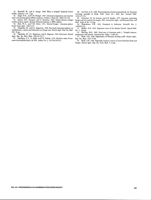 Proceedings of the 20th Annual meeting of the Caribbean Food Crops Society. St. Croix, U.S. Virgin Islands : October 21-26, 1984 - Page 235