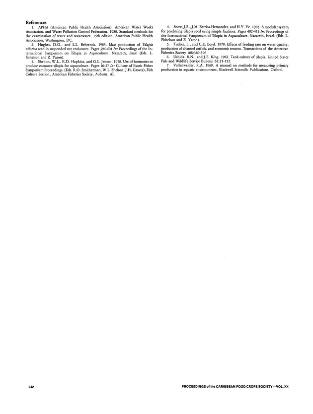 Proceedings of the 20th Annual meeting of the Caribbean Food Crops Society. St. Croix, U.S. Virgin Islands : October 21-26, 1984 - Page 242