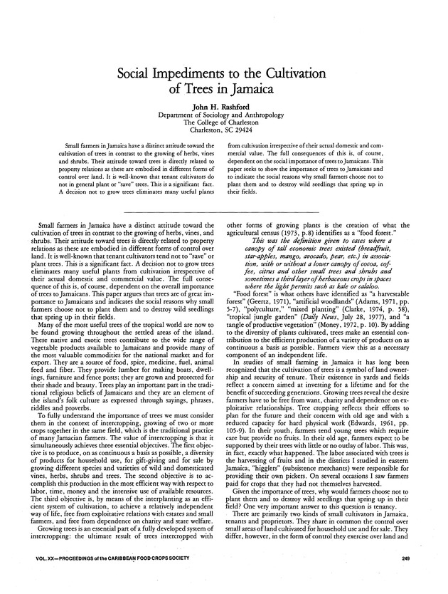 Proceedings of the 20th Annual meeting of the Caribbean Food Crops Society. St. Croix, U.S. Virgin Islands : October 21-26, 1984 - Page 249