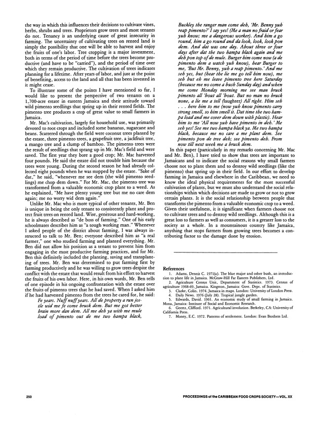 Proceedings of the 20th Annual meeting of the Caribbean Food Crops Society. St. Croix, U.S. Virgin Islands : October 21-26, 1984 - Page 250