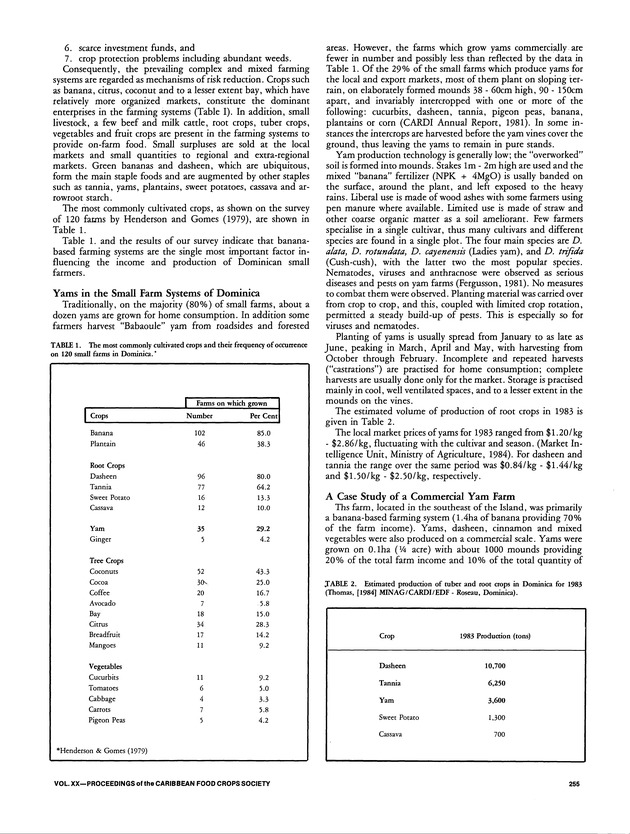 Proceedings of the 20th Annual meeting of the Caribbean Food Crops Society. St. Croix, U.S. Virgin Islands : October 21-26, 1984 - Page 255