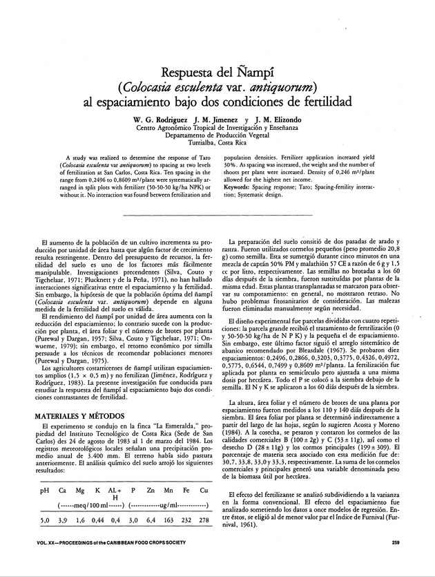 Proceedings of the 20th Annual meeting of the Caribbean Food Crops Society. St. Croix, U.S. Virgin Islands : October 21-26, 1984 - Page 259