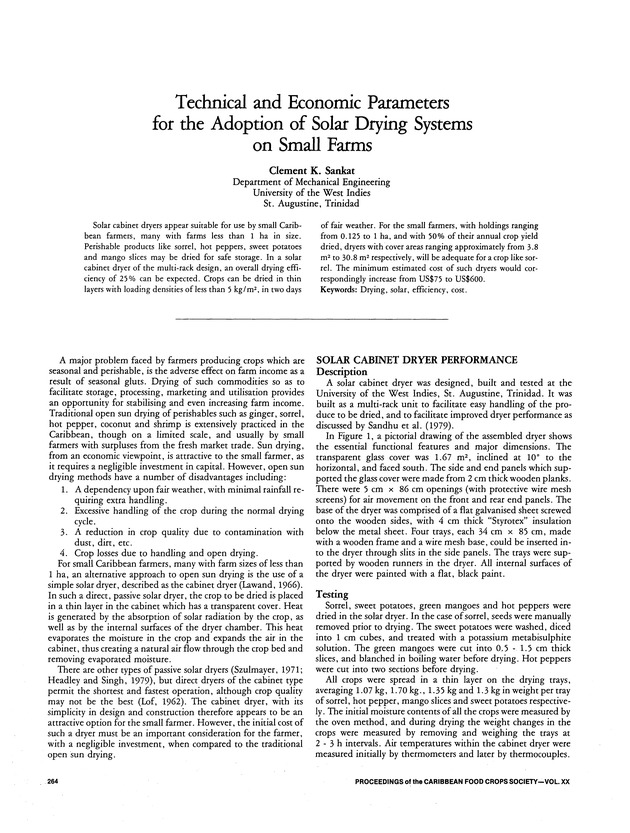 Proceedings of the 20th Annual meeting of the Caribbean Food Crops Society. St. Croix, U.S. Virgin Islands : October 21-26, 1984 - Page 264