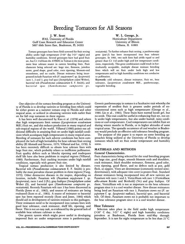 Proceedings of the 20th Annual meeting of the Caribbean Food Crops Society. St. Croix, U.S. Virgin Islands : October 21-26, 1984 - Page 267