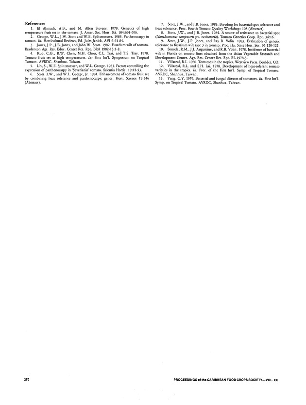 Proceedings of the 20th Annual meeting of the Caribbean Food Crops Society. St. Croix, U.S. Virgin Islands : October 21-26, 1984 - Page 270