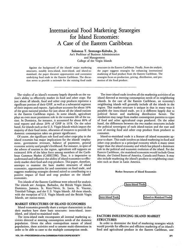 Proceedings of the 20th Annual meeting of the Caribbean Food Crops Society. St. Croix, U.S. Virgin Islands : October 21-26, 1984 - Page 271