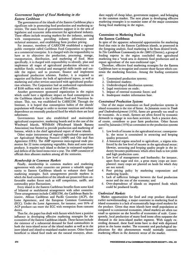 Proceedings of the 20th Annual meeting of the Caribbean Food Crops Society. St. Croix, U.S. Virgin Islands : October 21-26, 1984 - Page 274