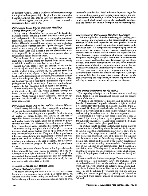 Proceedings of the 20th Annual meeting of the Caribbean Food Crops Society. St. Croix, U.S. Virgin Islands : October 21-26, 1984 - Page 280