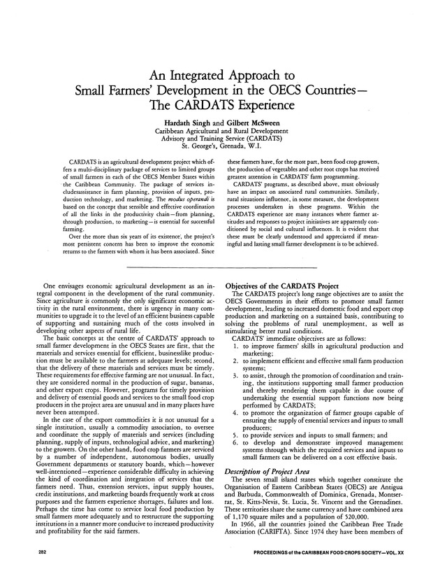 Proceedings of the 20th Annual meeting of the Caribbean Food Crops Society. St. Croix, U.S. Virgin Islands : October 21-26, 1984 - Page 282