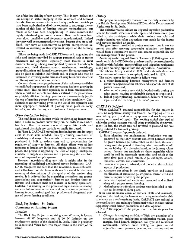 Proceedings of the 20th Annual meeting of the Caribbean Food Crops Society. St. Croix, U.S. Virgin Islands : October 21-26, 1984 - Page 287