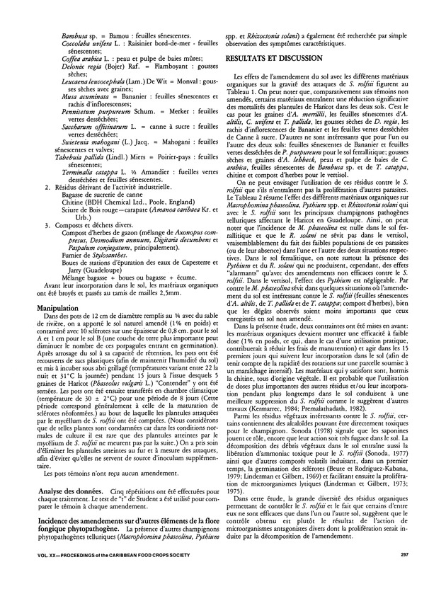 Proceedings of the 20th Annual meeting of the Caribbean Food Crops Society. St. Croix, U.S. Virgin Islands : October 21-26, 1984 - Page 297