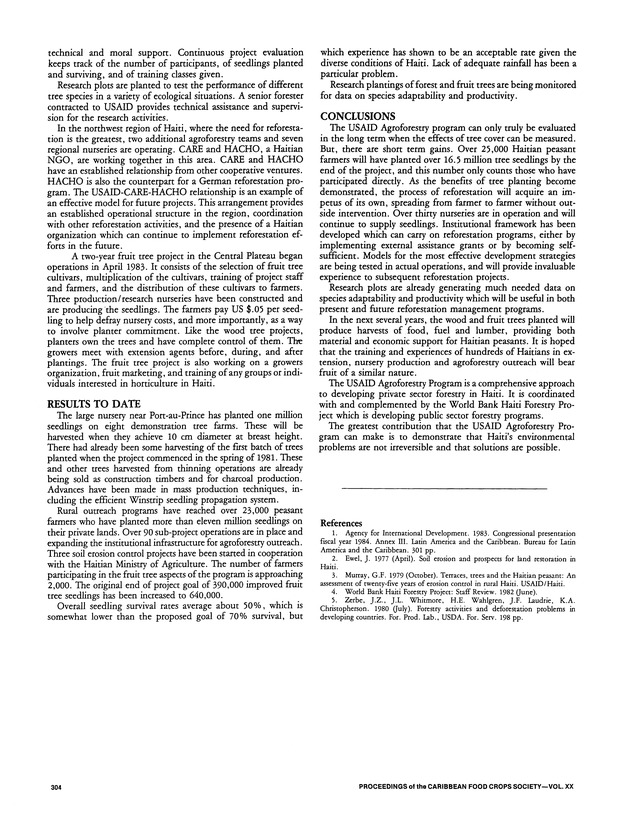 Proceedings of the 20th Annual meeting of the Caribbean Food Crops Society. St. Croix, U.S. Virgin Islands : October 21-26, 1984 - Page 304