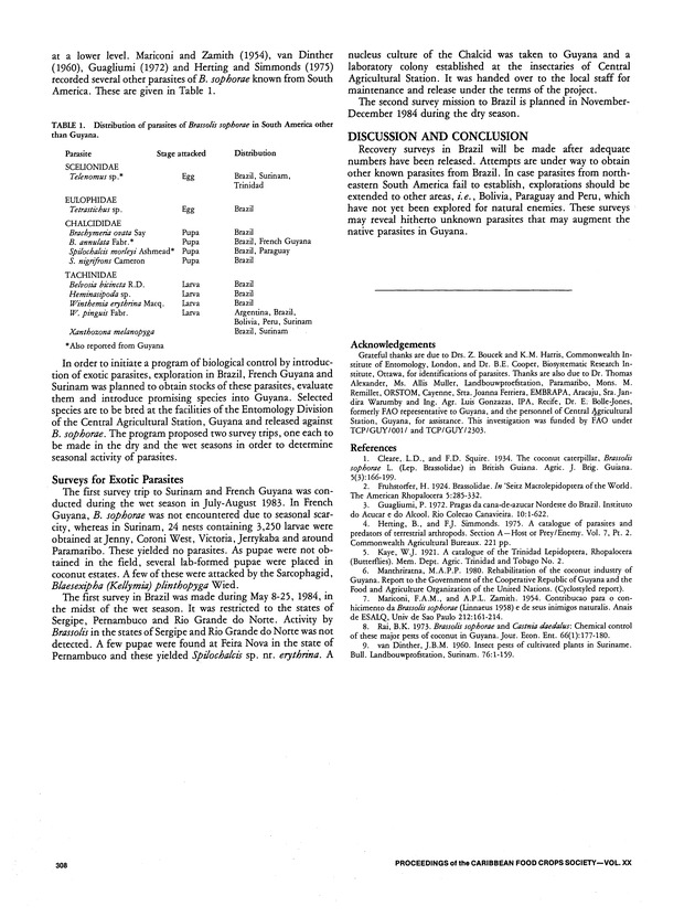 Proceedings of the 20th Annual meeting of the Caribbean Food Crops Society. St. Croix, U.S. Virgin Islands : October 21-26, 1984 - Page 308