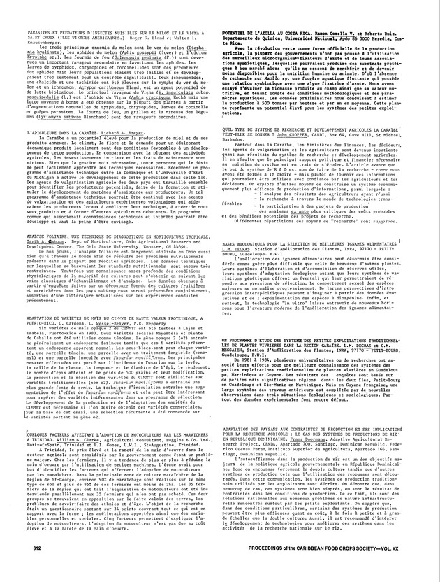 Proceedings of the 20th Annual meeting of the Caribbean Food Crops Society. St. Croix, U.S. Virgin Islands : October 21-26, 1984 - Page 312