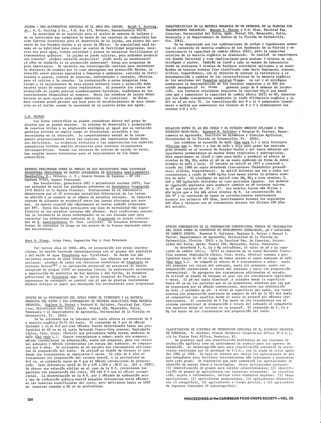 Proceedings of the 20th Annual meeting of the Caribbean Food Crops Society. St. Croix, U.S. Virgin Islands : October 21-26, 1984 - Page 324