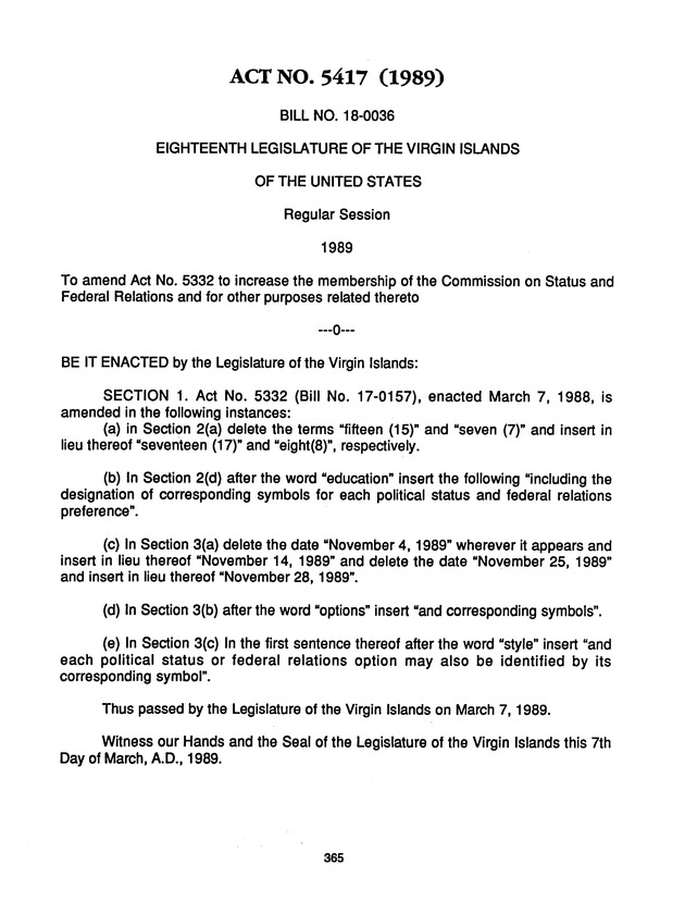 Major political & constitutional documents of the United States Virgin Islands - Page 365