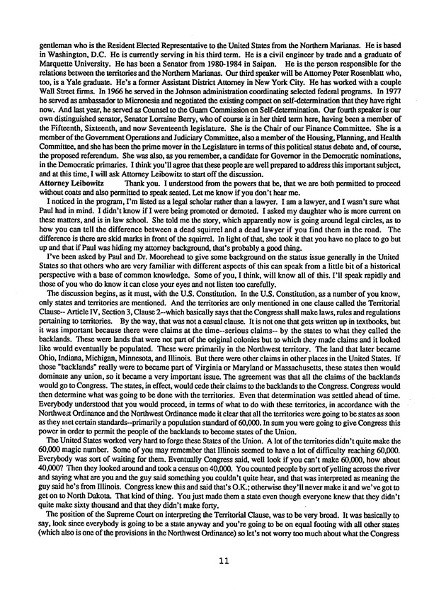 Proceedings : Conference on the Future Political Status of the United States Virgin Islands (February,1988) - Page 11