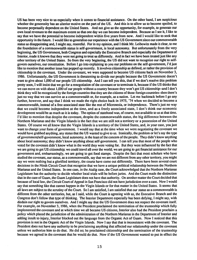 Proceedings : Conference on the Future Political Status of the United States Virgin Islands (February,1988) - Page 15