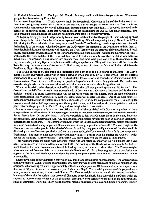 Proceedings : Conference on the Future Political Status of the United States Virgin Islands (February,1988) - Page 17