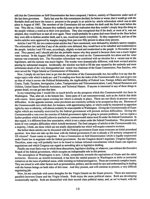 Proceedings : Conference on the Future Political Status of the United States Virgin Islands (February,1988) - Page 18